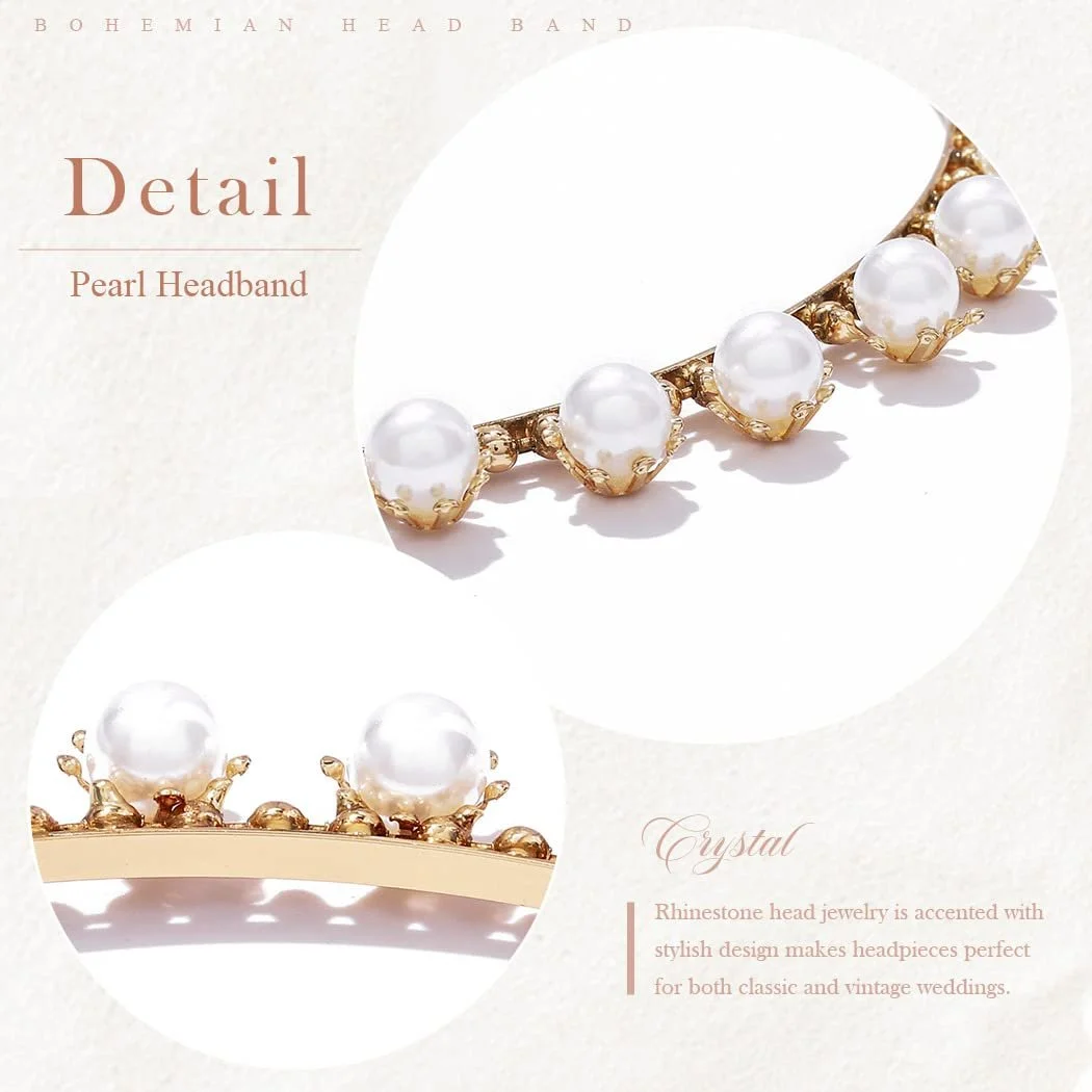 Обруч Reaky Перли Золото Вінтажний, фото №4