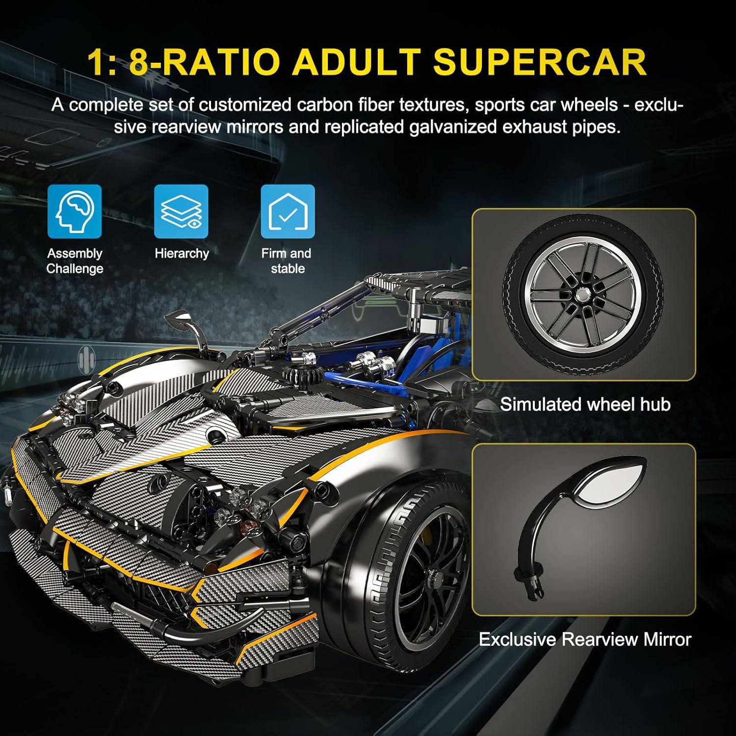 Игрушечные блоки COIL 13182 Спортивная машина 1:8 4802 штук, фото №8