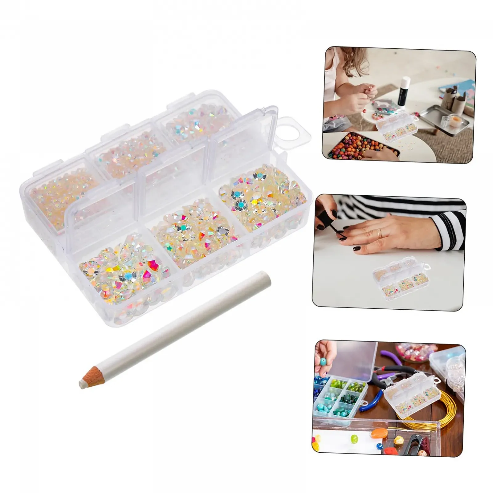 Стрази для нігтів Healeved Смола Плоске Дно Різні форми Білий, 5 коробок, фото №2