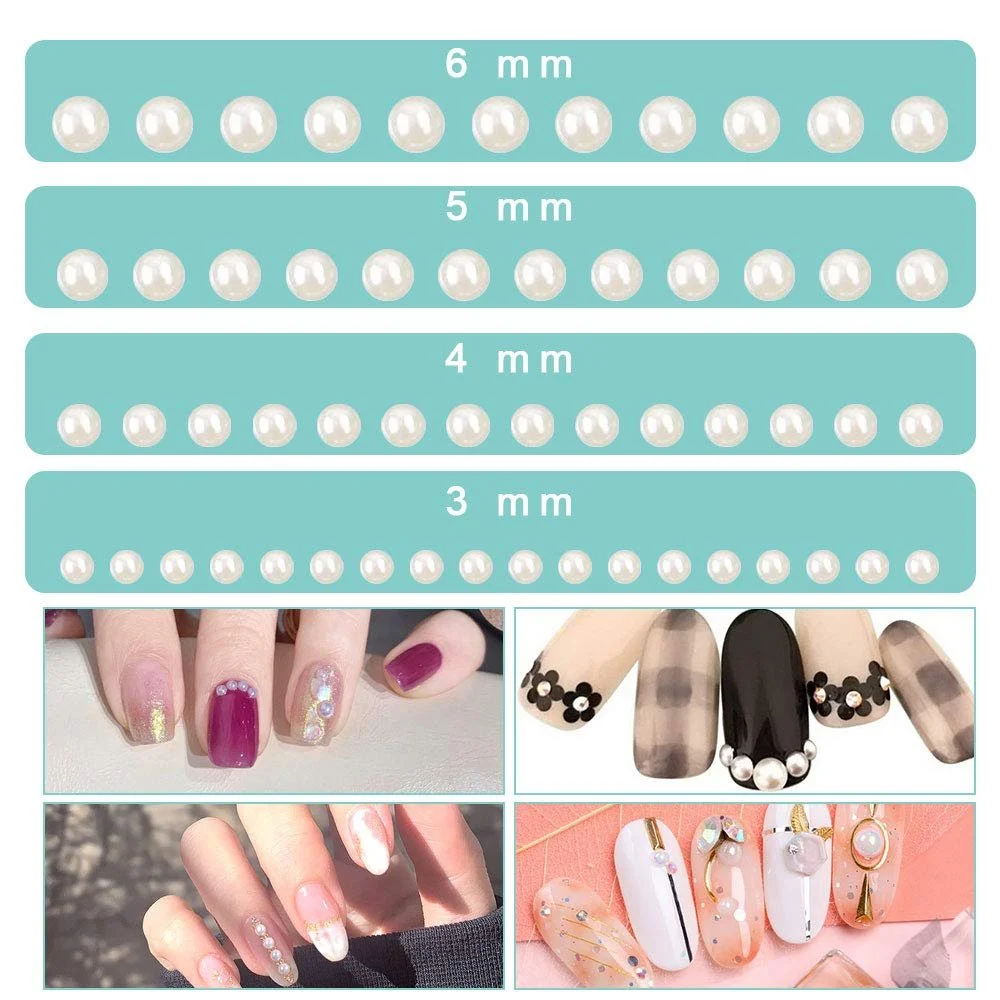 Стрази Клейкі Напівкруглі Білі Різних Розмірів 1320 шт., фото №2