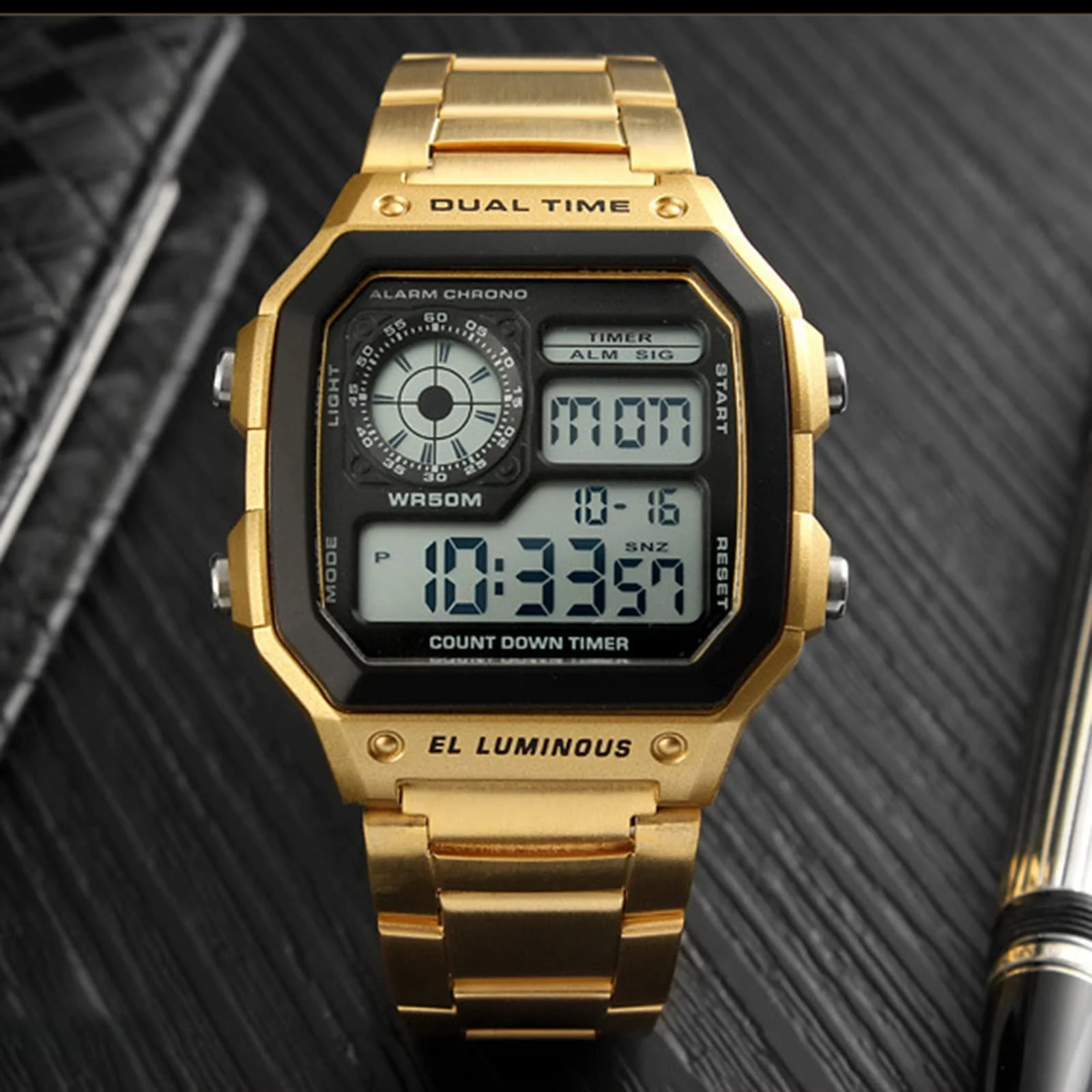 Годинник Nicoone Чоловічий Модний Цифровий Годинник Ремінець з нержавіючої сталі Водонепроникний, фото №4 Годинник Nicoone Чоловічий Модний Цифровий Годинник Ремінець з нержавіючої сталі Водонепроникний, фото №4