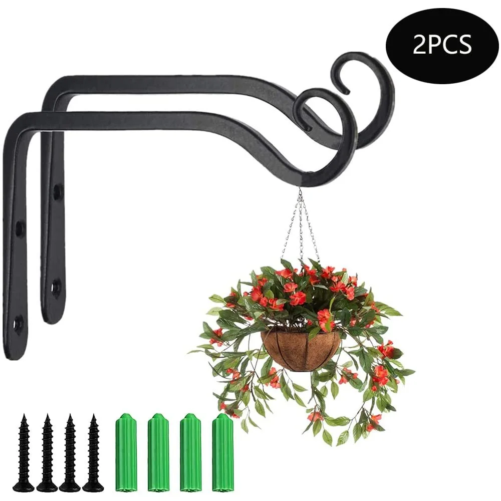 Настінні кронштейни для рослин Залізні гачки Чорні Набір з 2 шт., фото №2 Настінні кронштейни для рослин Залізні гачки Чорні Набір з 2 шт., фото №2