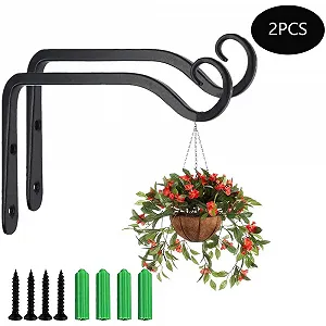 Настінні кронштейни для рослин Залізні гачки Чорні Набір з 2 шт. synthetic.ua - Фото 1