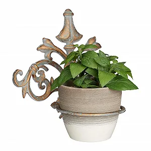 Настенный держатель для цветов Relaxdays 2 шт. Барокко Чугун 13.5 см Золотисто-серый - Фото 1