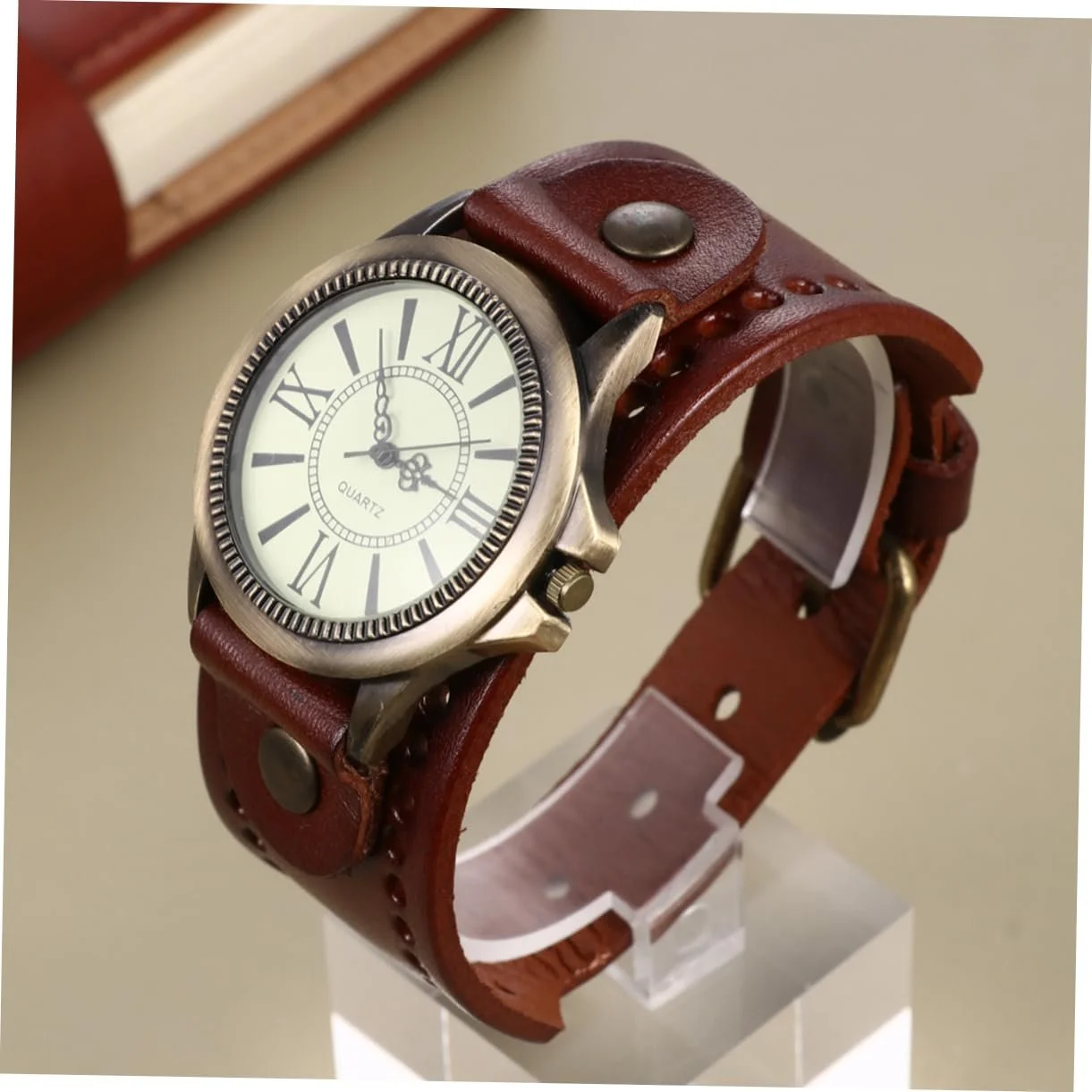 Часы мужские минималистичные VALICLUD Ремешок кожаный Светлый кофе, фото №5