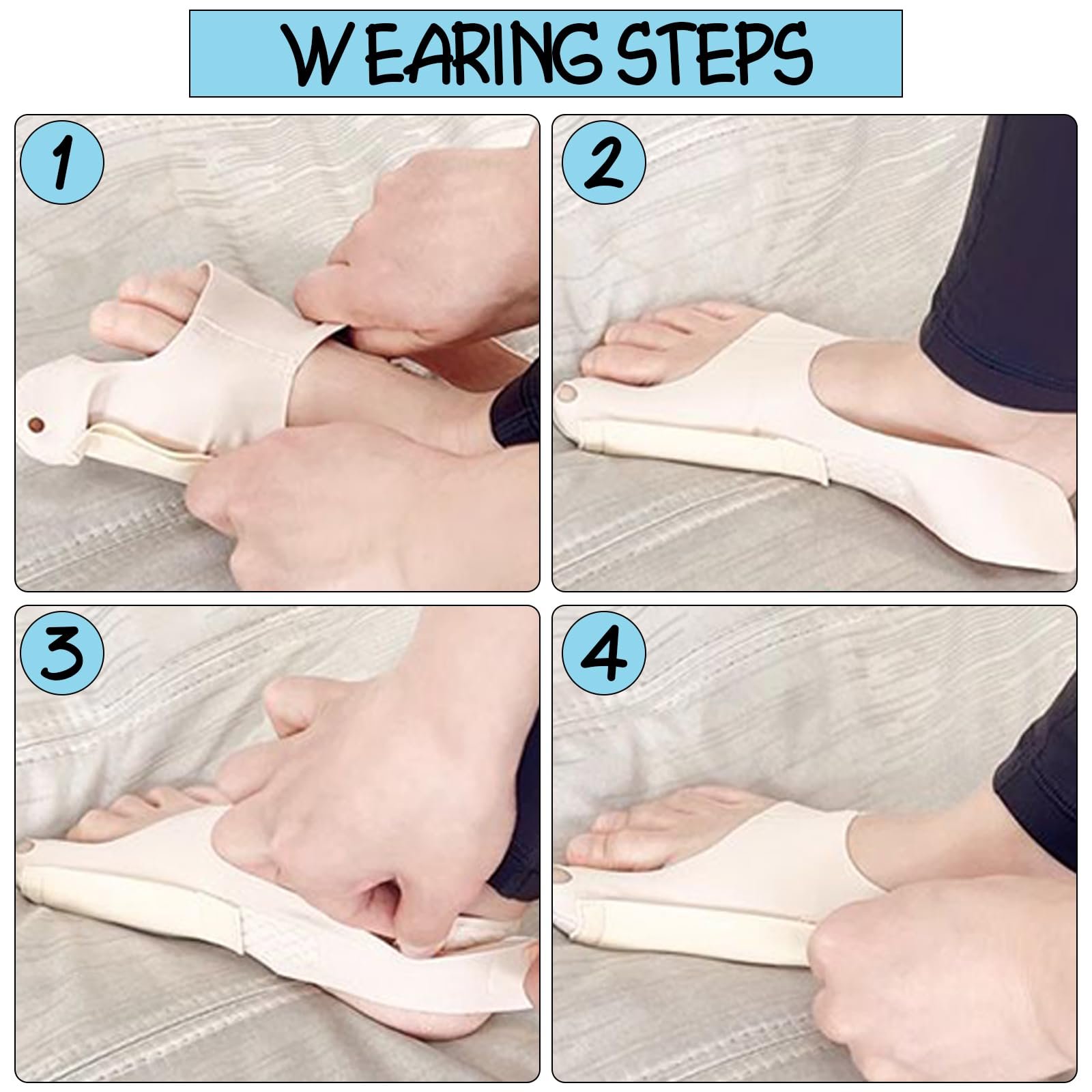 Коректор великого пальця стопи (2 шт. в упаковці) з нековзним ремінцем на п'яті, ергономічний, фото №3