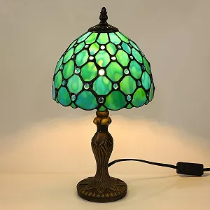 Настільна лампа Tiffany Retro Vintage Handcraft Glass Lampshade E27 LED Блакитна synthetic.ua - Фото 1