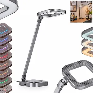 LED Настільна лампа HOFSTEIN Vringelby 58 см Регульована з димуванням RGB Сріблястий/Білий - Фото 1