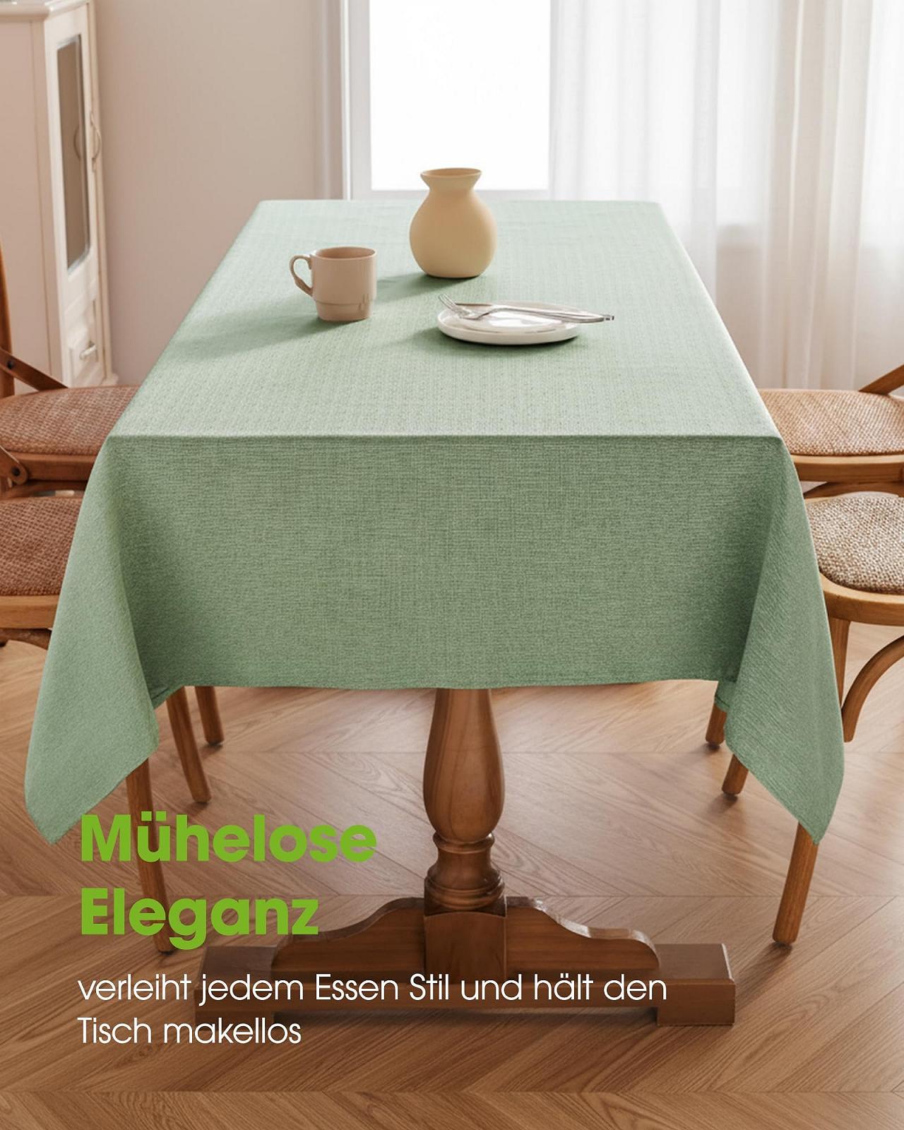 Скатертина Pureegg Linen Look Outdoor Weatherproof Water and Dirt Repellent Sage Green 100 x 140 см, фото №2