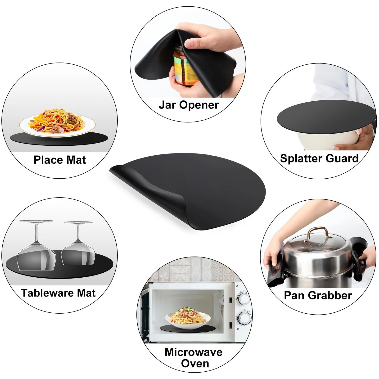 Килимок для мікрохвильової печі Multipurpose Silicone 12 Inch Non Stick Heat Resistant Black 2 шт., фото №4 Килимок для мікрохвильової печі Multipurpose Silicone 12 Inch Non Stick Heat Resistant Black 2 шт., фото №4