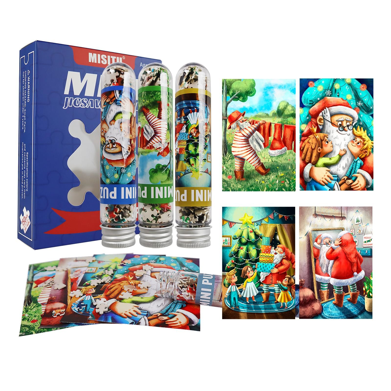 Набір міні-пазлів MISITU Santa Claus Christmas 4 шт. по 150 елементів для дорослих, фото №1