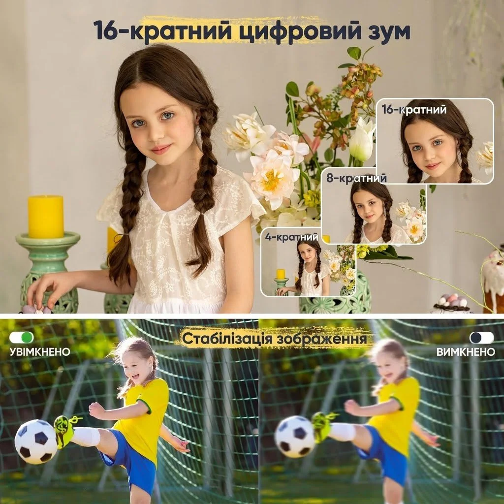 Компактная фотокамера Camkory DC403 44Мп / CMOS / Full HD / 16Х зум / Розовый, фото №4