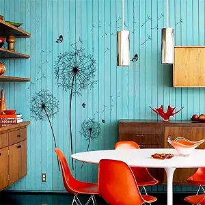 Наклейка на стіну WandSticker4U Dandelion Flower 3D Butterfly Black synthetic.ua - Фото 1