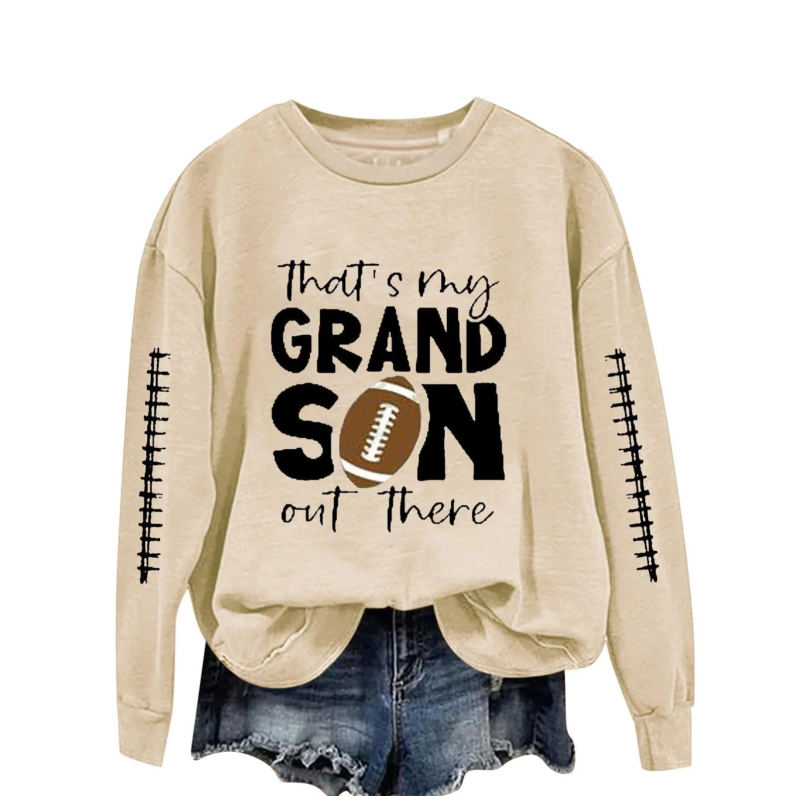 Женская толстовка Generisch Однотонная с монограммой Круглый вырез Harajuku Женская толстовка в полоску Хеллоуин, фото №3