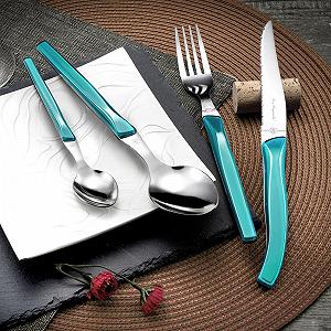 Набор столовых приборов Lou Laguiole RISING SUN на 6 персон, 24 предмета, бирюзовый цена на synthetic.ua - Фото 1 Набор столовых приборов Lou Laguiole RISING SUN на 6 персон, 24 предмета, бирюзовый synthetic.ua - Фото 1