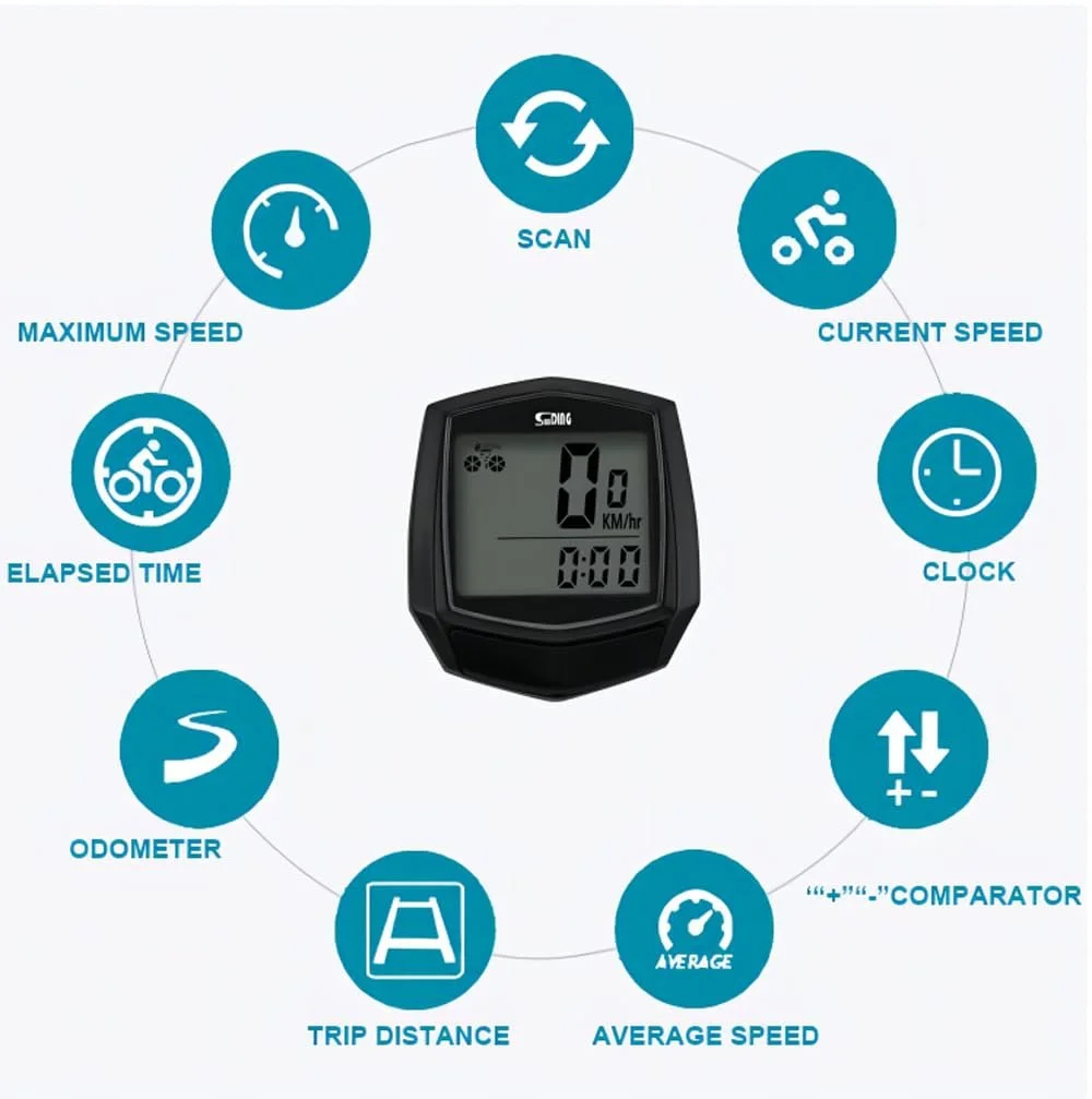 Велокомпьютер zalati Speedometer Stopwatch LCD Display Wired Sensor, фото №1