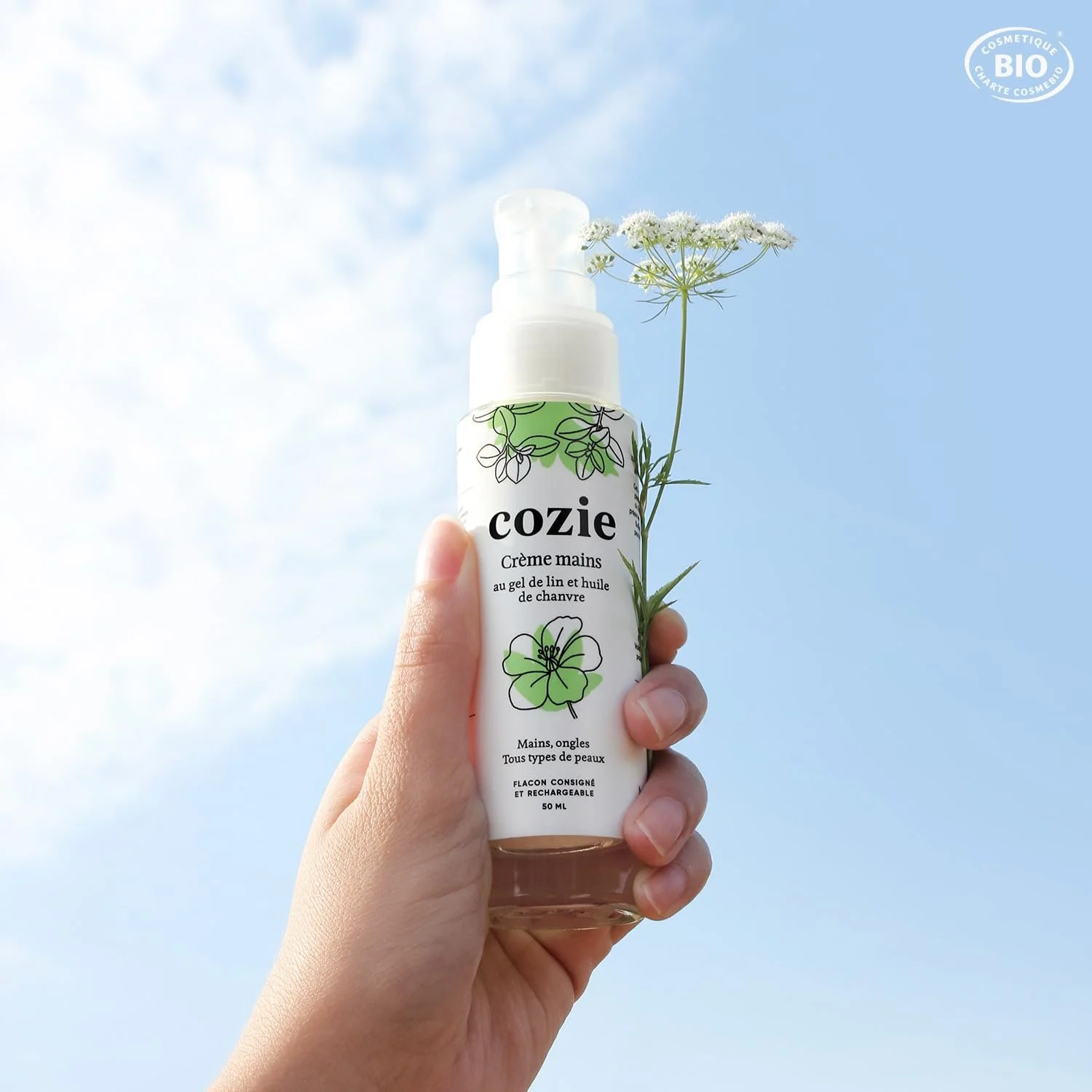Крем для рук Cozie з олією брусниці та коноплі, сертифікований Cosmos Organic, 50 мл, фото №4
