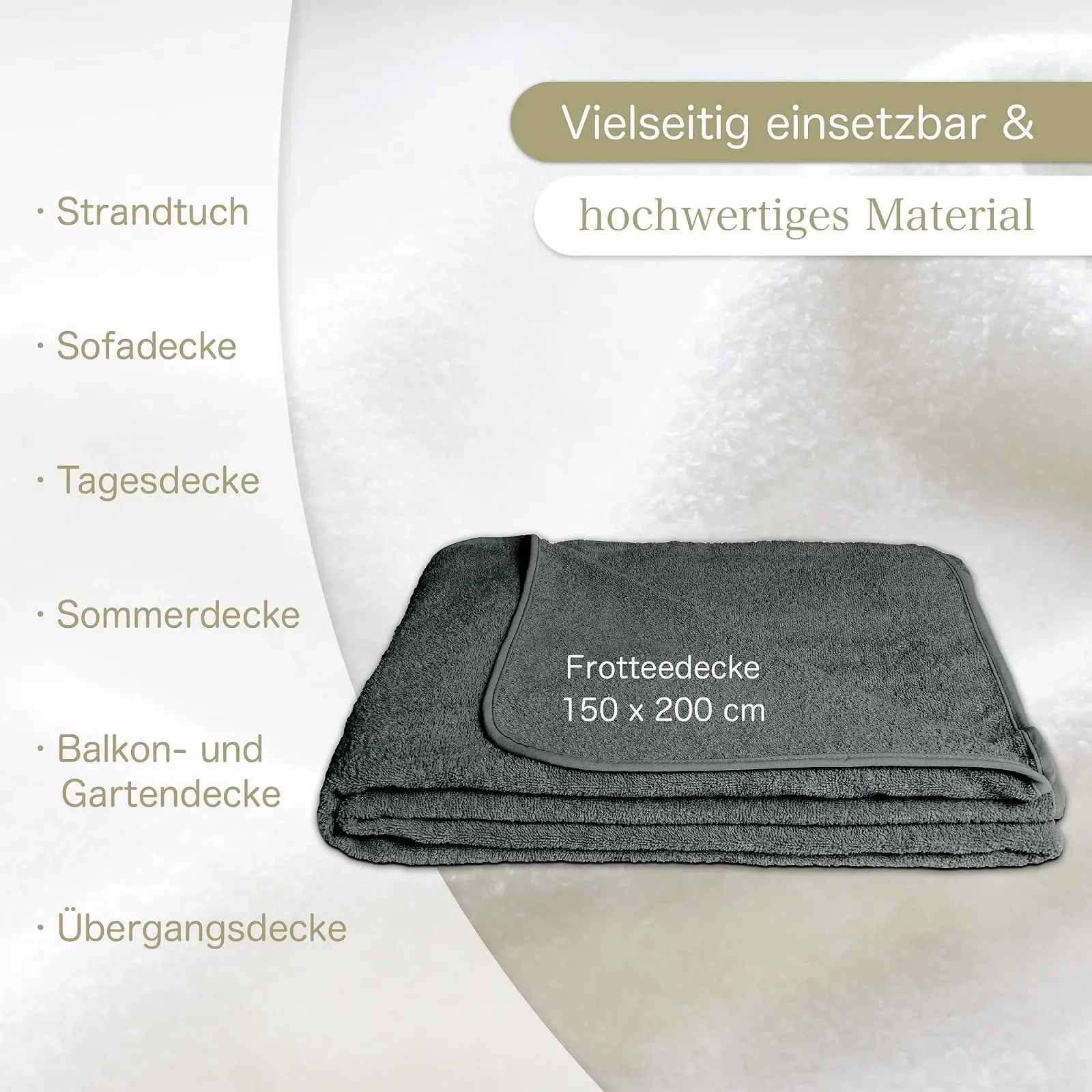 Одеяло летнее KiGATEX Хлопок махровое 150 x 200 см экрю, фото №5