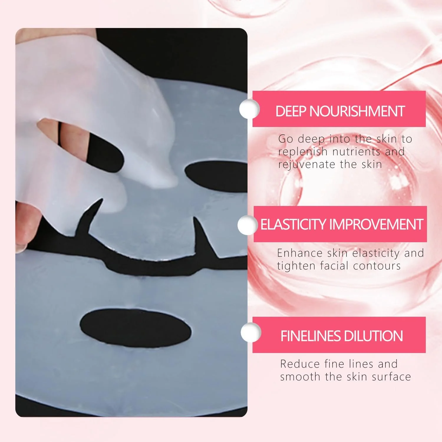 Маска для обличчя Organic Collagen для глибокого зволоження, антивікова, 5 шт, фото №4