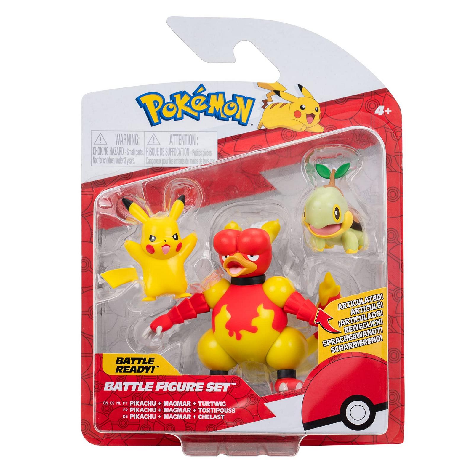 Набір фігурок для битв Pokémon Chelast, Pikachu, Magmar, 5 см і 7,5 см, фото №1