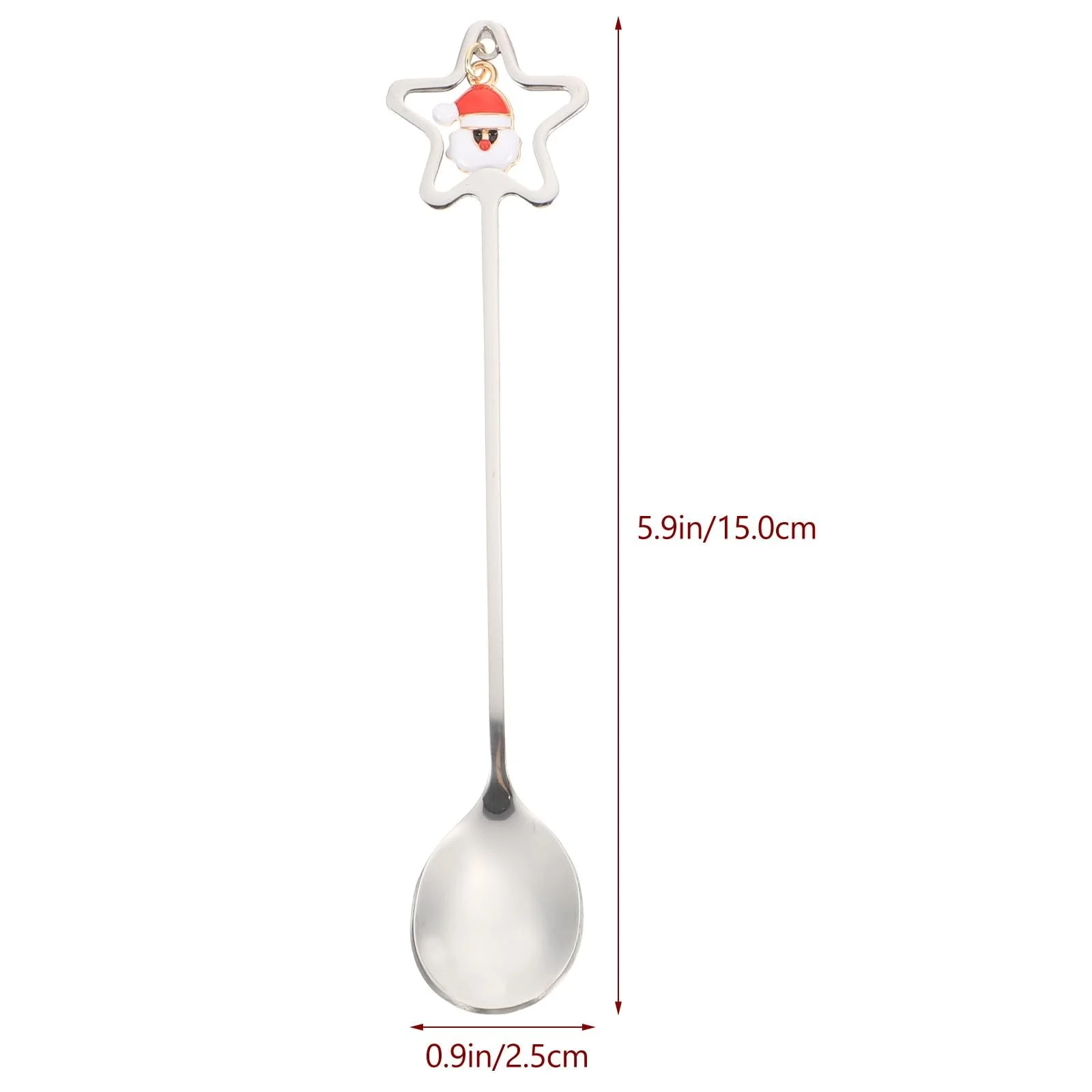 Набор рождественских ложек DOITOOL Серебристый, 4 шт Ложка из нержавеющей стали для перемешивания кофе, десертная ложка с подвеской для перемешивания напитков для смешивания джема (серебро), фото №3