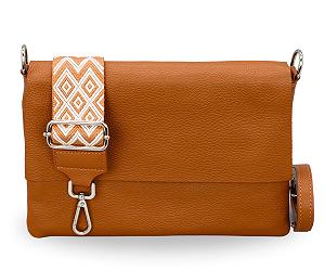 Сумка Brise Elisa из натуральной кожи, ручная работа, маленькая тонкая сумка с 3 отделениями, сумка через плечо с кожаным ремешком + дополнительный широкий узорчатый ремешок, сделано в Италии - Фото 1