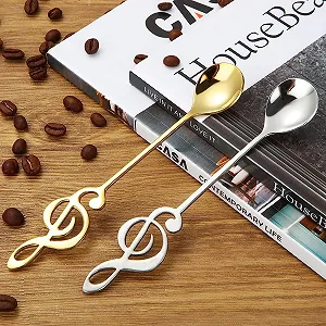 Ложка кофейная MIVIDE Музыкальная нота Серебристый и золотой, 16 шт synthetic.ua - Фото 1