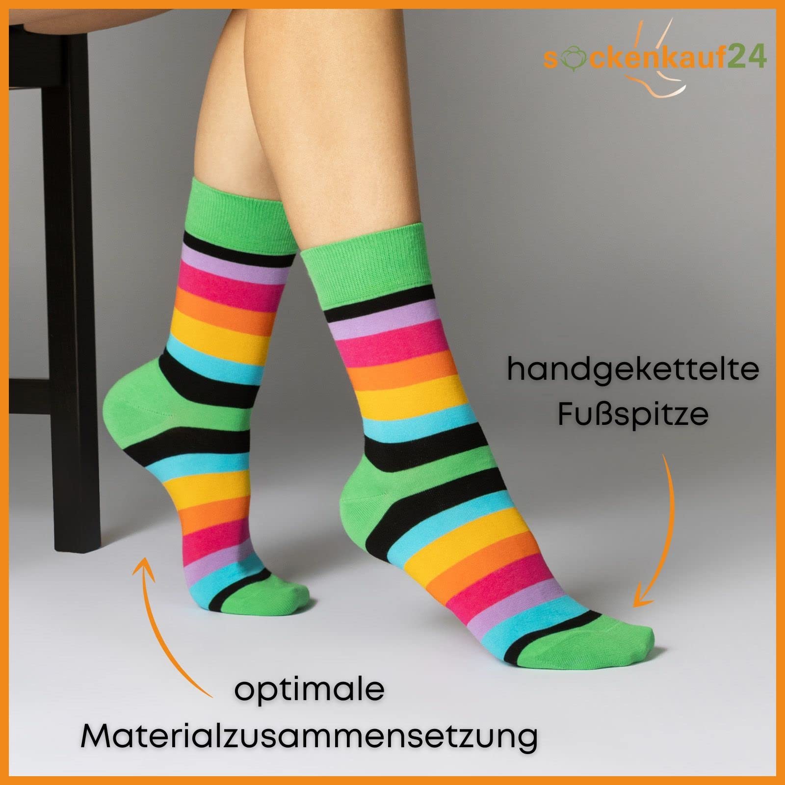 Жіночі шкарпетки в смужку, різнокольорові, фото №3