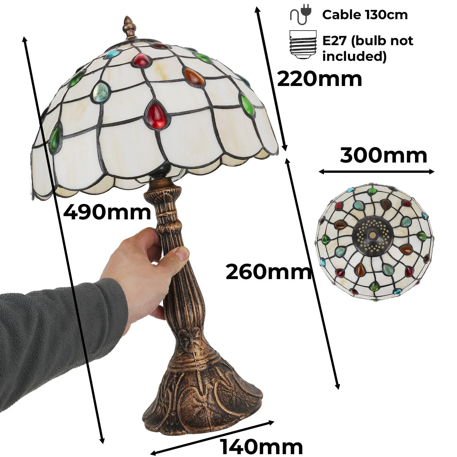 Настільна лампа Alpinaluz Tiffany Style E27 Бронзова латунь, фото №8