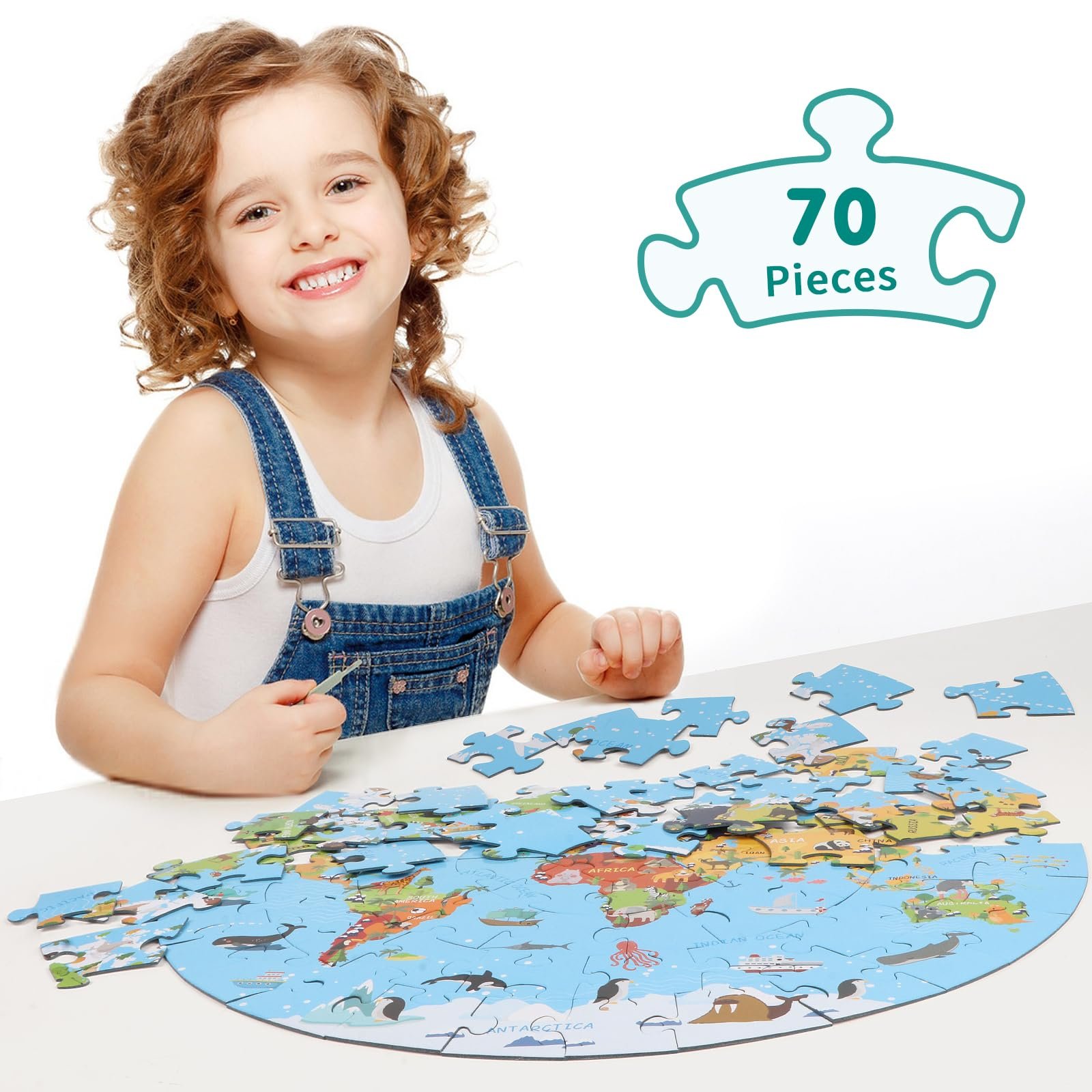 Пазл Карта мира Круглая карта 70 элементов, фото №2