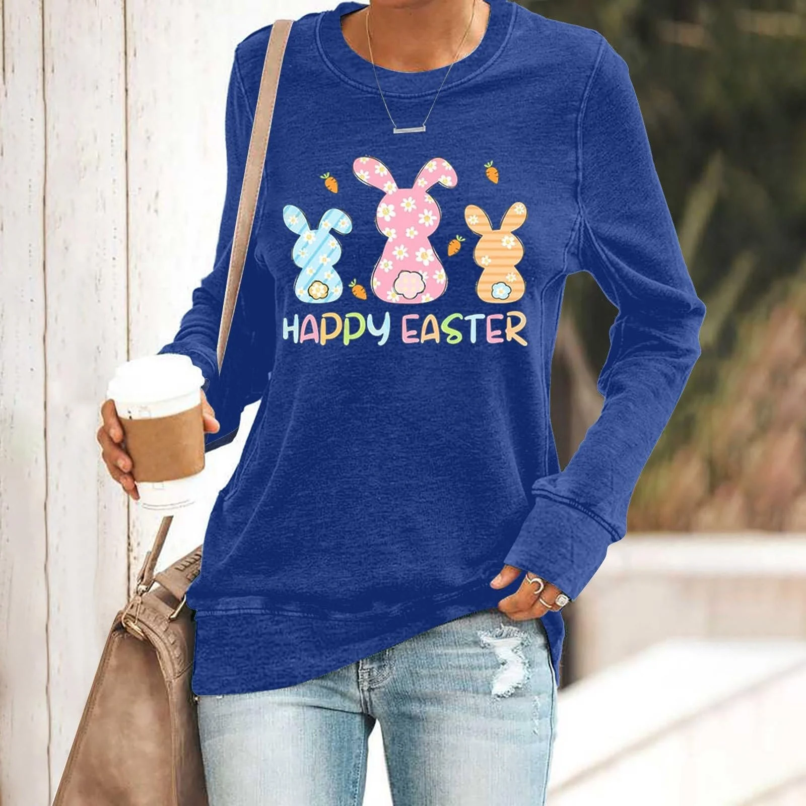 Свитшот Generisch HUIFUAO Пасхальный Женский с принтом яйца, с длинными рукавами, фото №3 Свитшот Generisch HUIFUAO Пасхальный Женский с принтом яйца, с длинными рукавами, фото №3