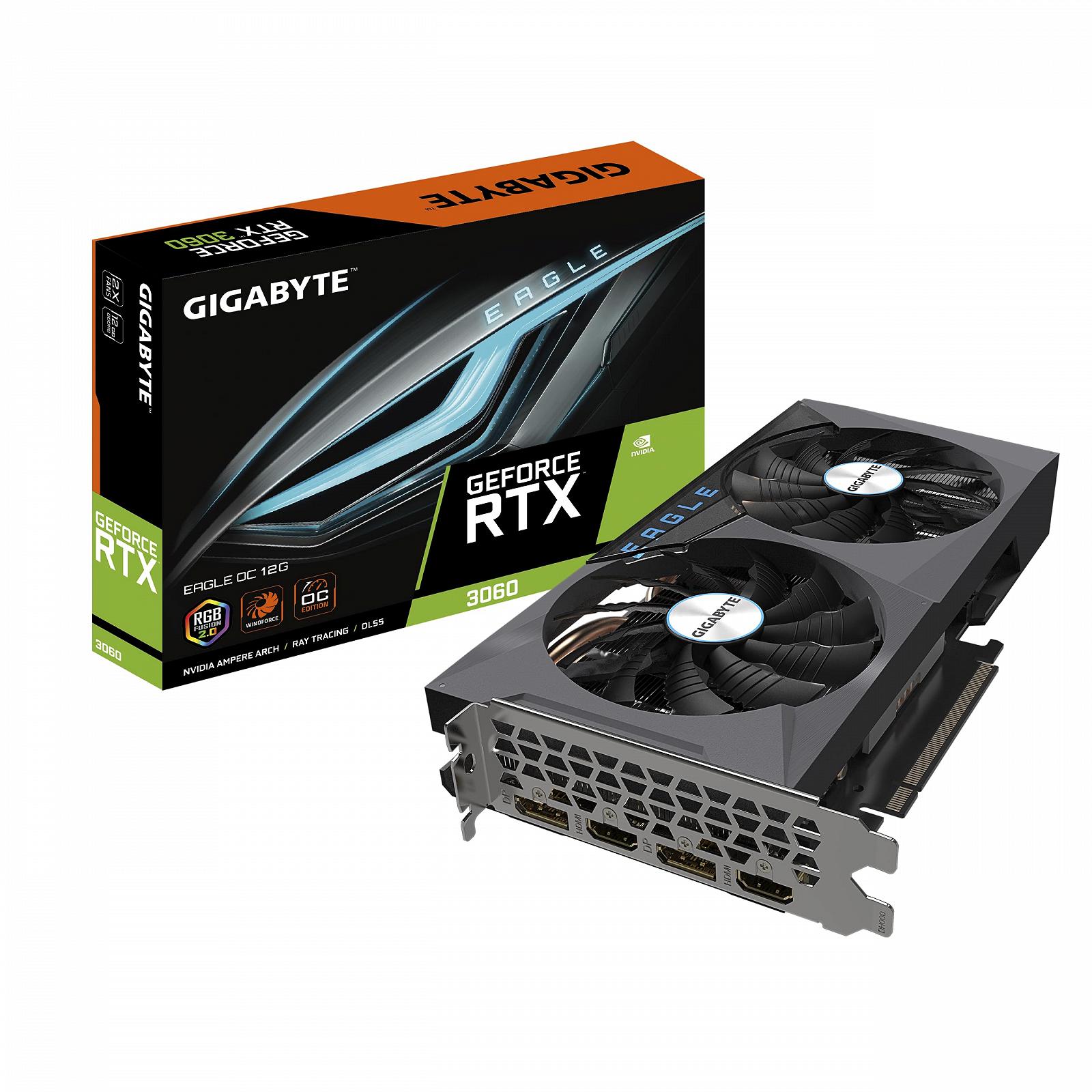 Видеокарта Gigabyte NVIDIA GeForce RTX 3060 Eagle OC V2 - 12GB GDDR6 192-бит PCI-E 4.0 1807MHz RGB, фото №1