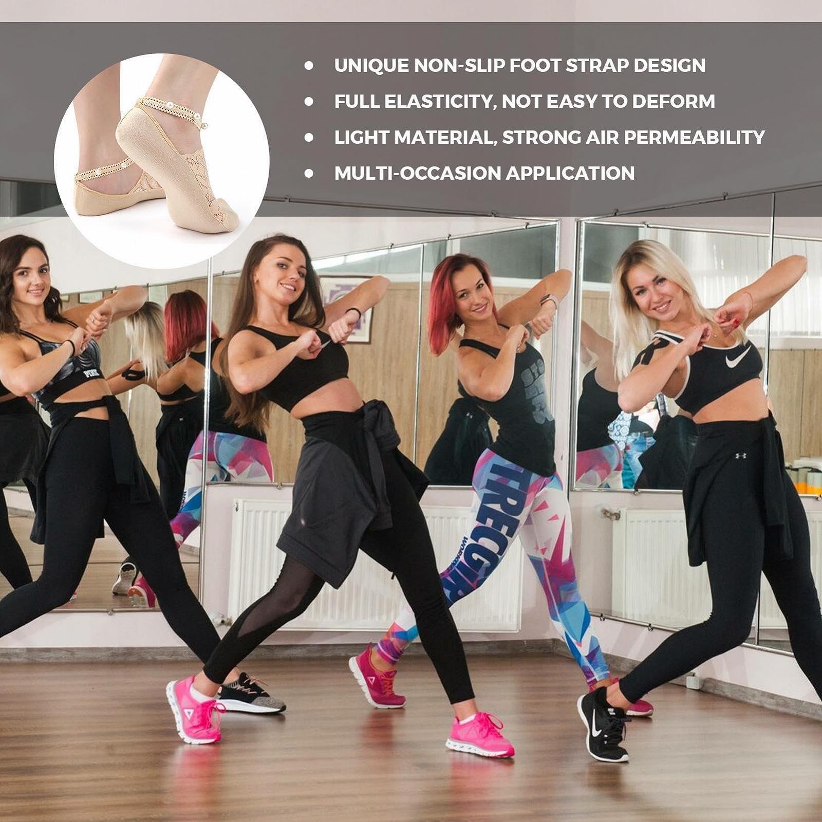 Женские носки-следки кружевные, однотонные телесного цвета, фото №2