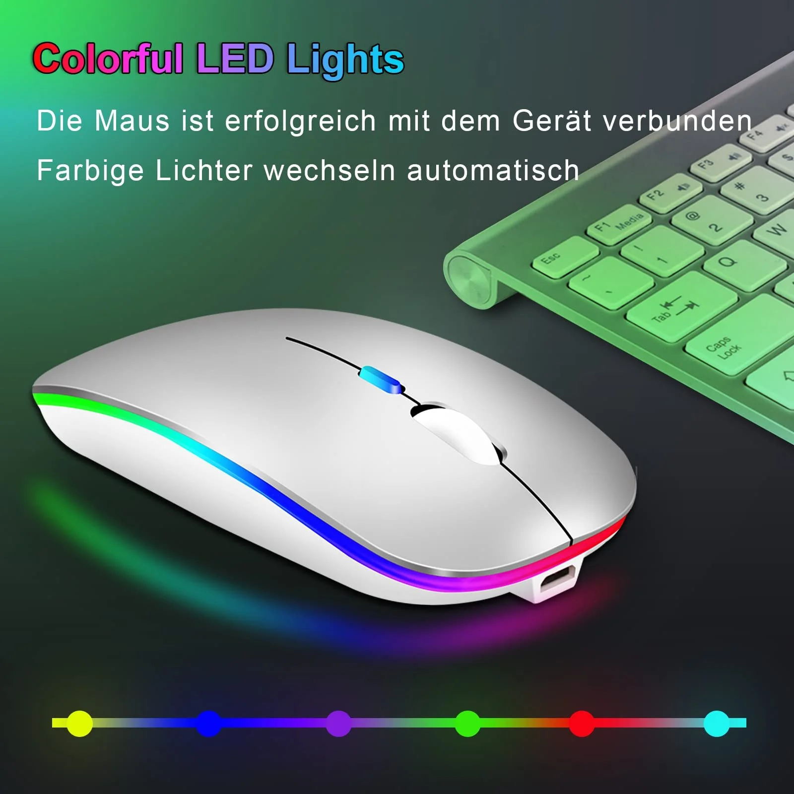 Мышь Bluetooth Беспроводная (Bluetooth 5.1 + USB 2.4 GHz) LED Двухрежимная Перезаряжаемая Оптическая Офисная Беспроводная Мышь для Ноутбука MacBook Air Pro, iPad, ПК, Компьютера, Настольного компьютера, Мышь с Адаптером USB C, фото №7 Мышь Bluetooth Беспроводная (Bluetooth 5.1 + USB 2.4 GHz) LED Двухрежимная Перезаряжаемая Оптическая Офисная Беспроводная Мышь для Ноутбука MacBook Air Pro, iPad, ПК, Компьютера, Настольного компьютера, Мышь с Адаптером USB C, фото №7