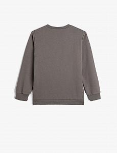 Світшот Koton для хлопчиків з довгими рукавами, принтом вовка та м'якою внутрішньою частиною synthetic.ua - Фото 1