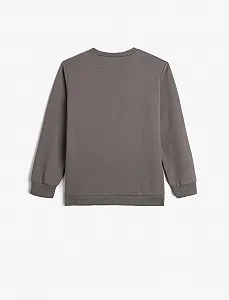 Світшот Koton для хлопчиків з довгими рукавами, принтом вовка та м'якою внутрішньою частиною synthetic.ua - Фото 1