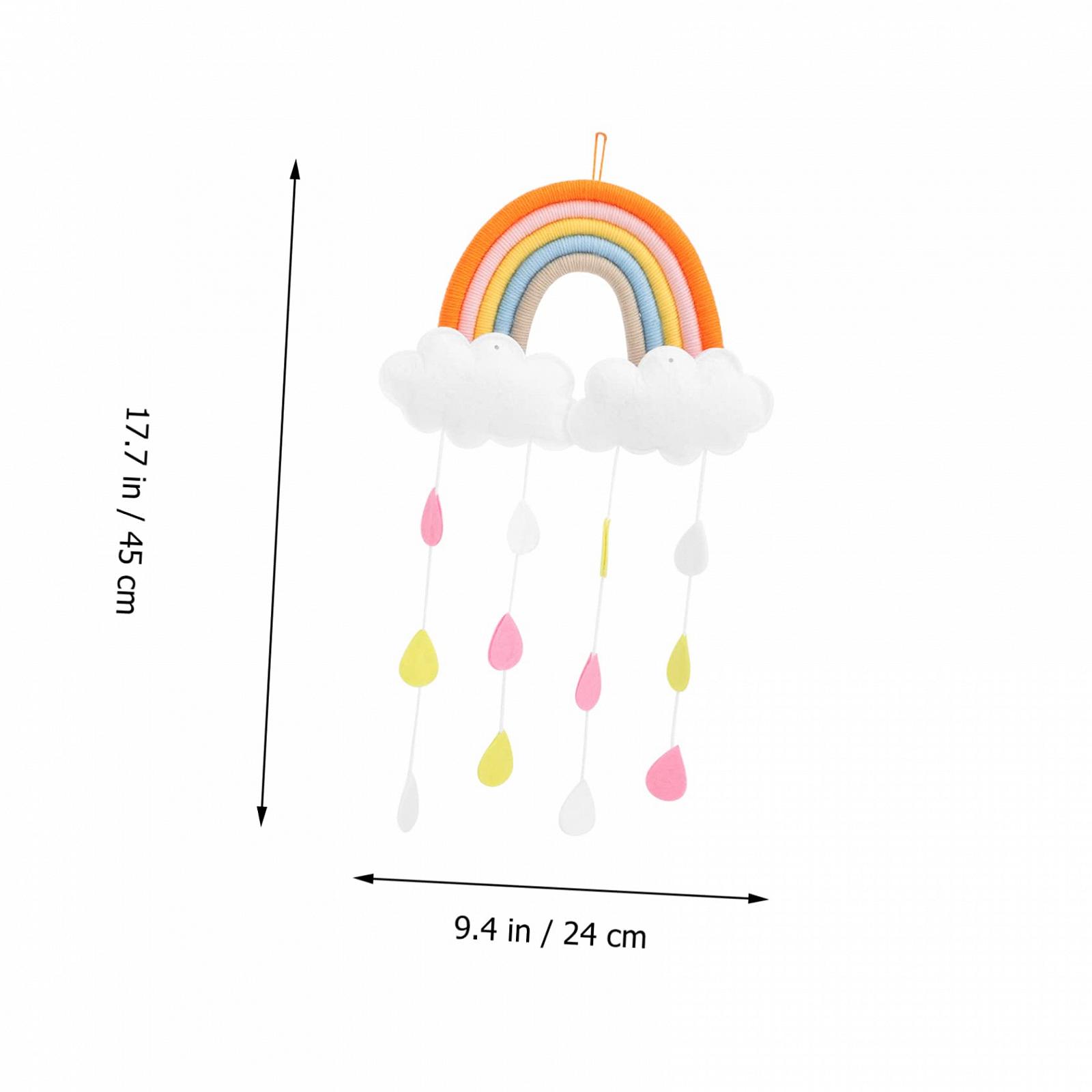 Макраме Kisangel Hängende Schnurdekoration Regenbogen Mobile Облако Капли дождя Белый, фото №4