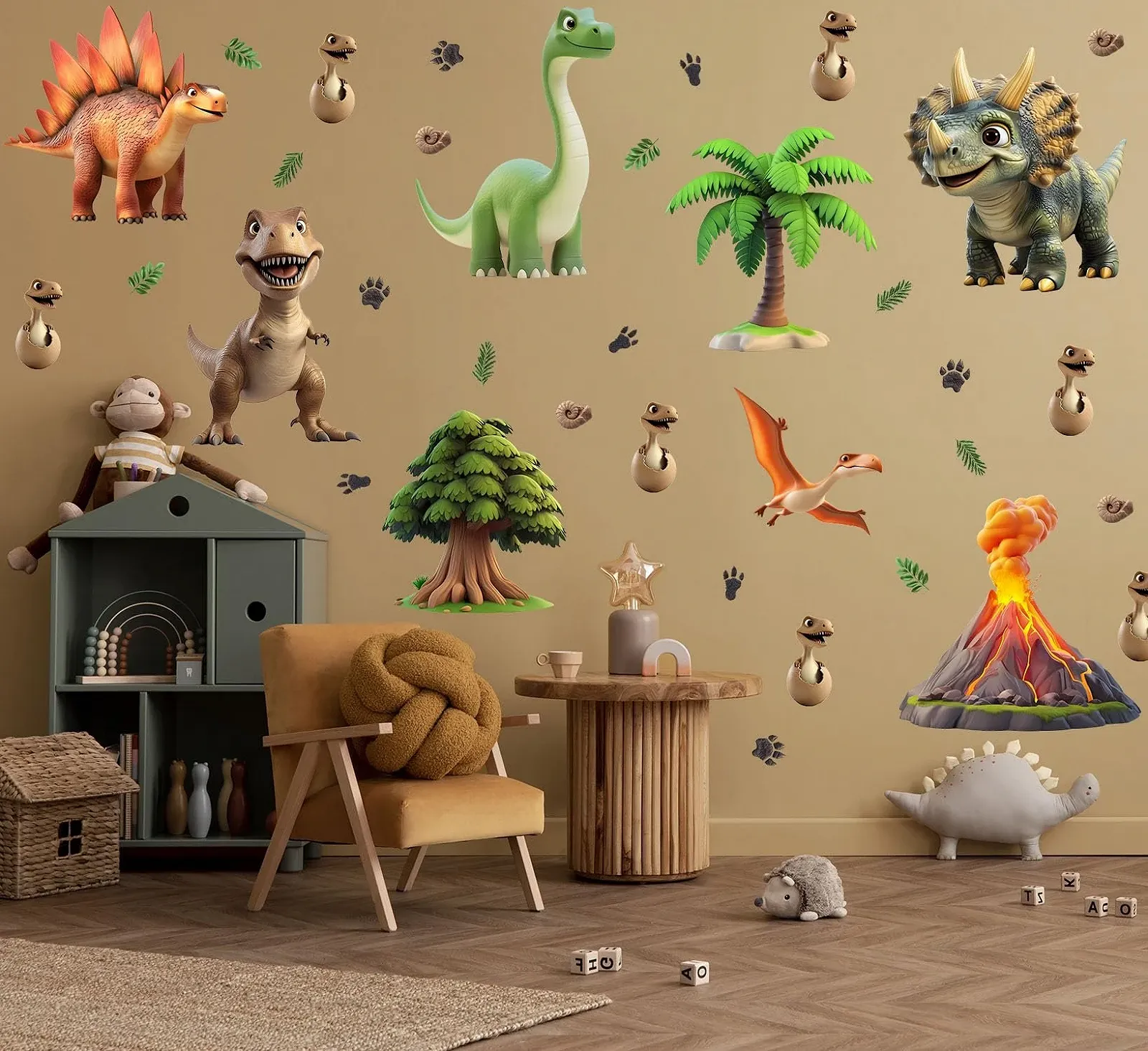 Наклейки на стену Динозавры 4 листа 36 штук, фото №6