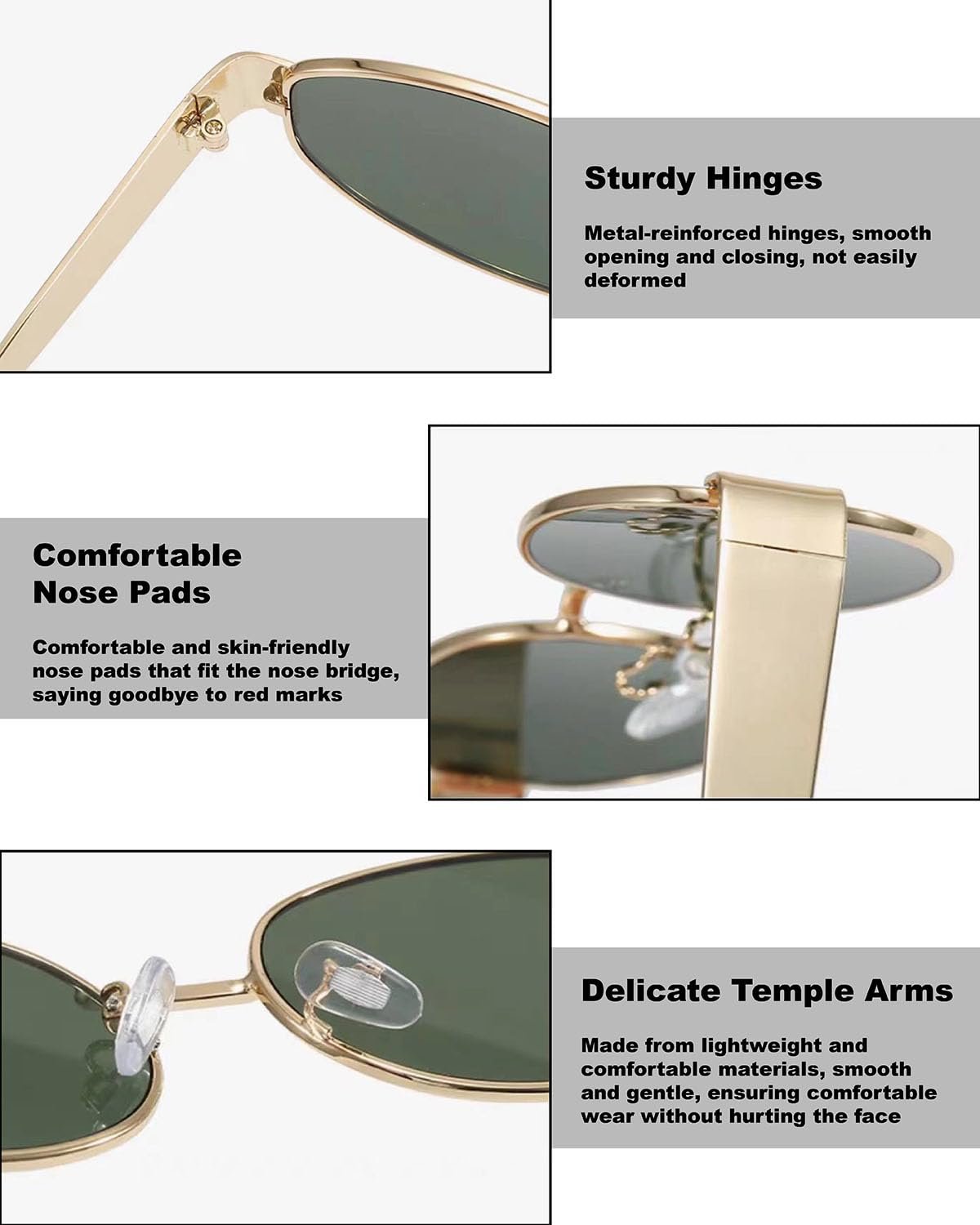 Солнцезащитные очки овальные QLEUIFT винтажные круглые, набор 2 шт., фото №3