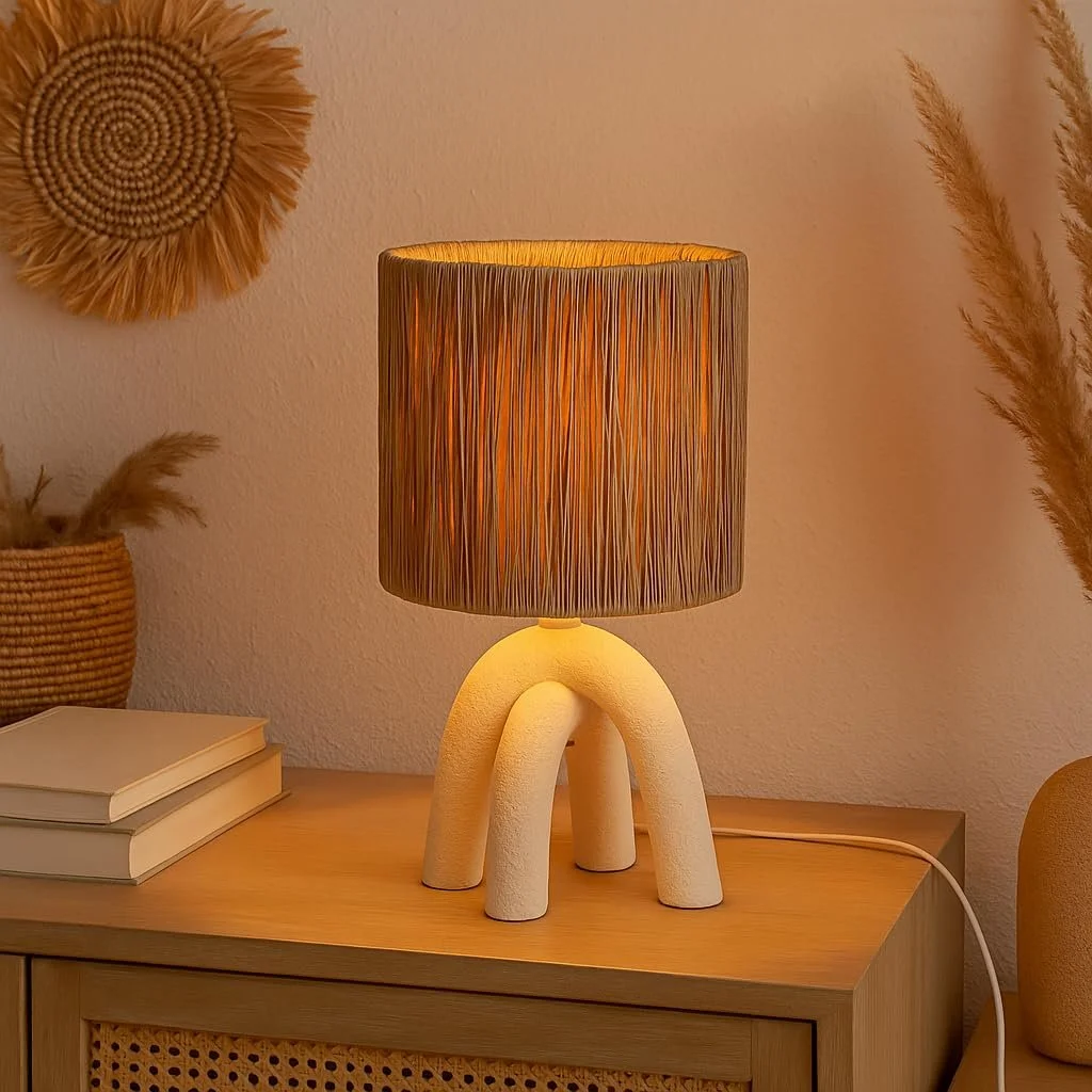 Настільна лампа Luxus Madrid Stripes H 32 x Діаметр 17 E14 Кераміка Сірий, фото №8