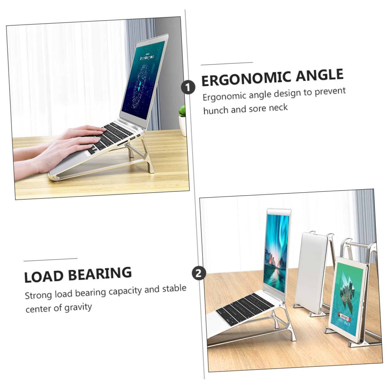Підставка для ноутбука Алюмінієва регульована по висоті  з ергономічним дизайном для ноутбуків до 17 дюймів, стабільна та вентильована, фото №7