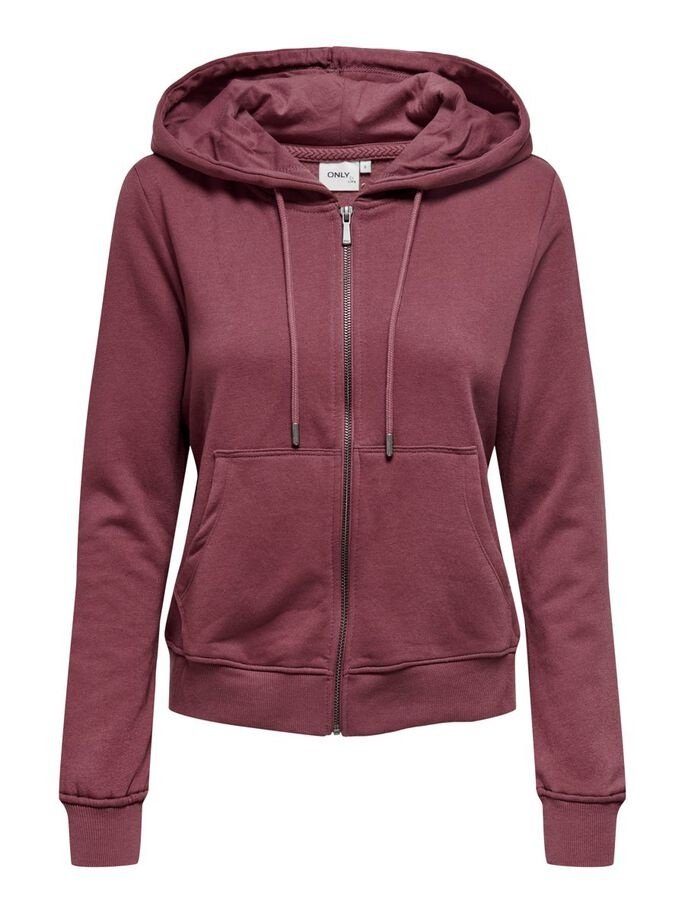 Світшот ONLFEEL LIFE L/S ZIP HOOD SWT 15240765-Rose Brown ONLY Бордовий S, фото №1