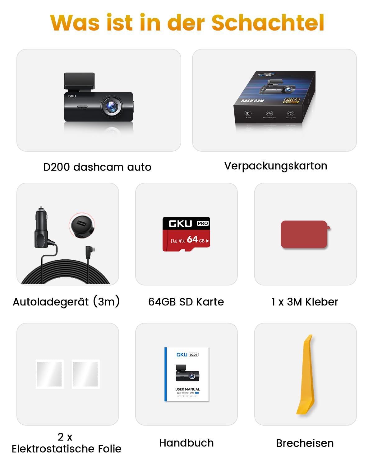 Відеореєстратор GKU 4K Dash Cam Mini WiFi 170 градусів кут огляду Нічне бачення WDR 24H Моніторинг паркування Циклічний запис G-сенсор з SD-картою 64GB, фото №9