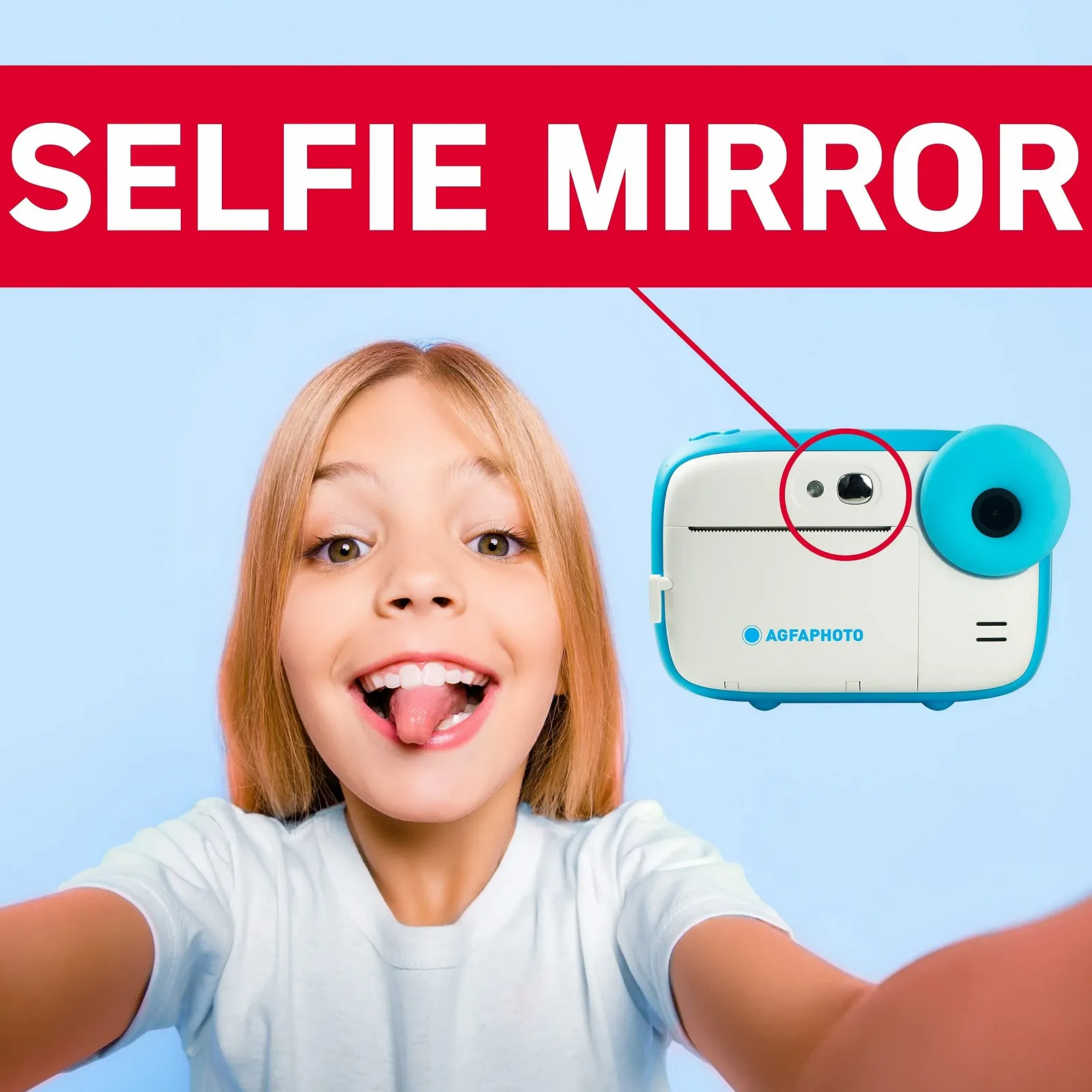 Камера миттєвого друку AGFA Photo Realikids Instant Cam ATP3WH LCD 2.4 дюйма 3 рулони термопаперу Синя, фото №6