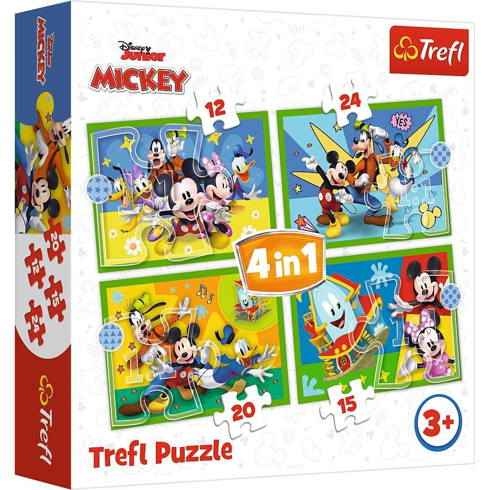 Пазл Trefl Mickey Mouse and Friends 4 в 1 12, 15, 20, 24 элемента, фото №1