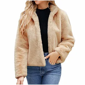 Елегантне хутряне пальто Жіноча однотонна зимова - Фото 1