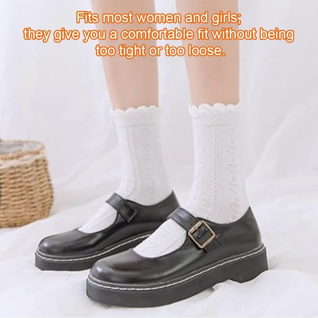 Шкарпетки з рюшами Білі, Бавовна, Мереживний ажурний візерунок, фото №6 Шкарпетки з рюшами Білі, Бавовна, Мереживний ажурний візерунок, фото №6