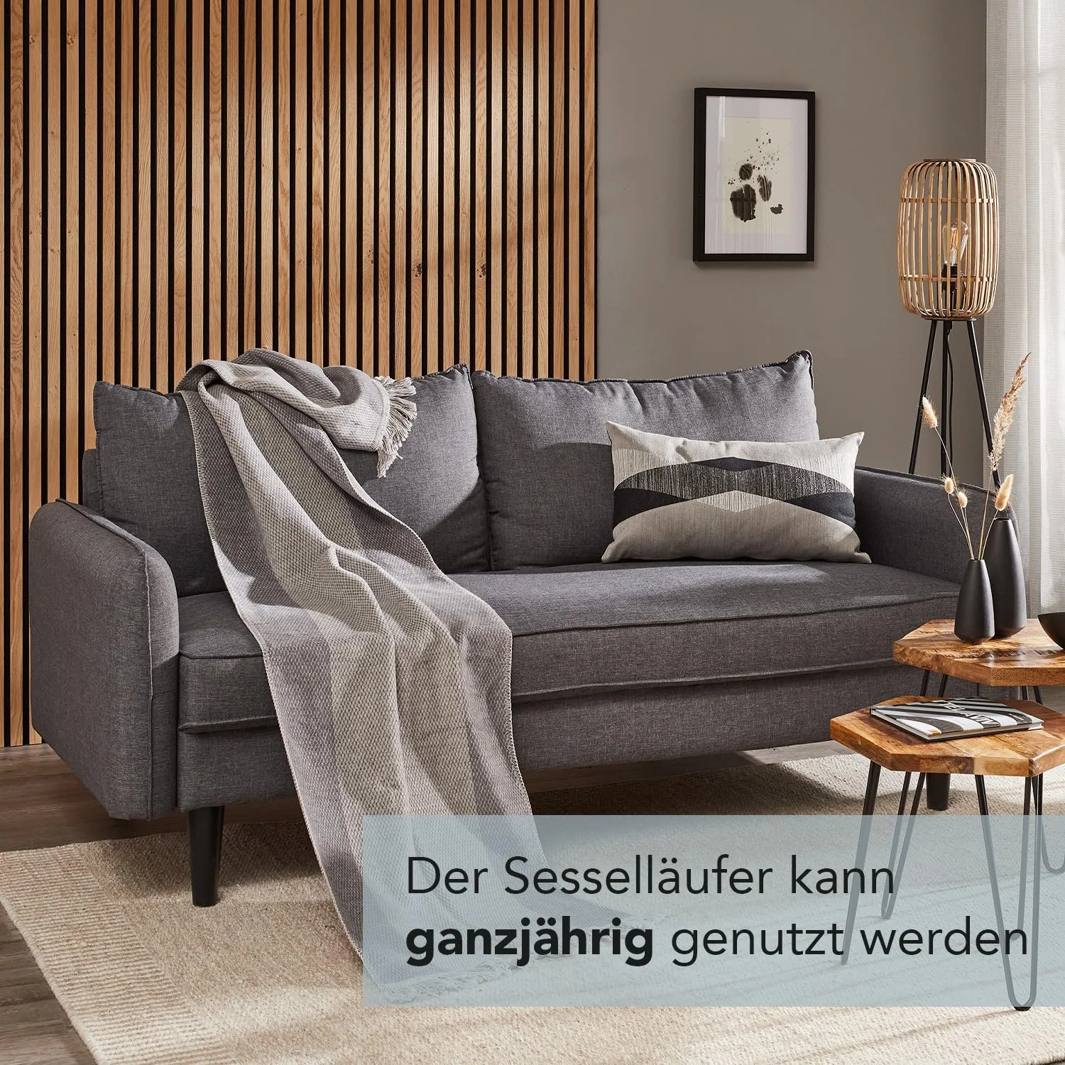 Накидка на крісло La Vida Сірий в смужку, 200 x 50 см, фото №4