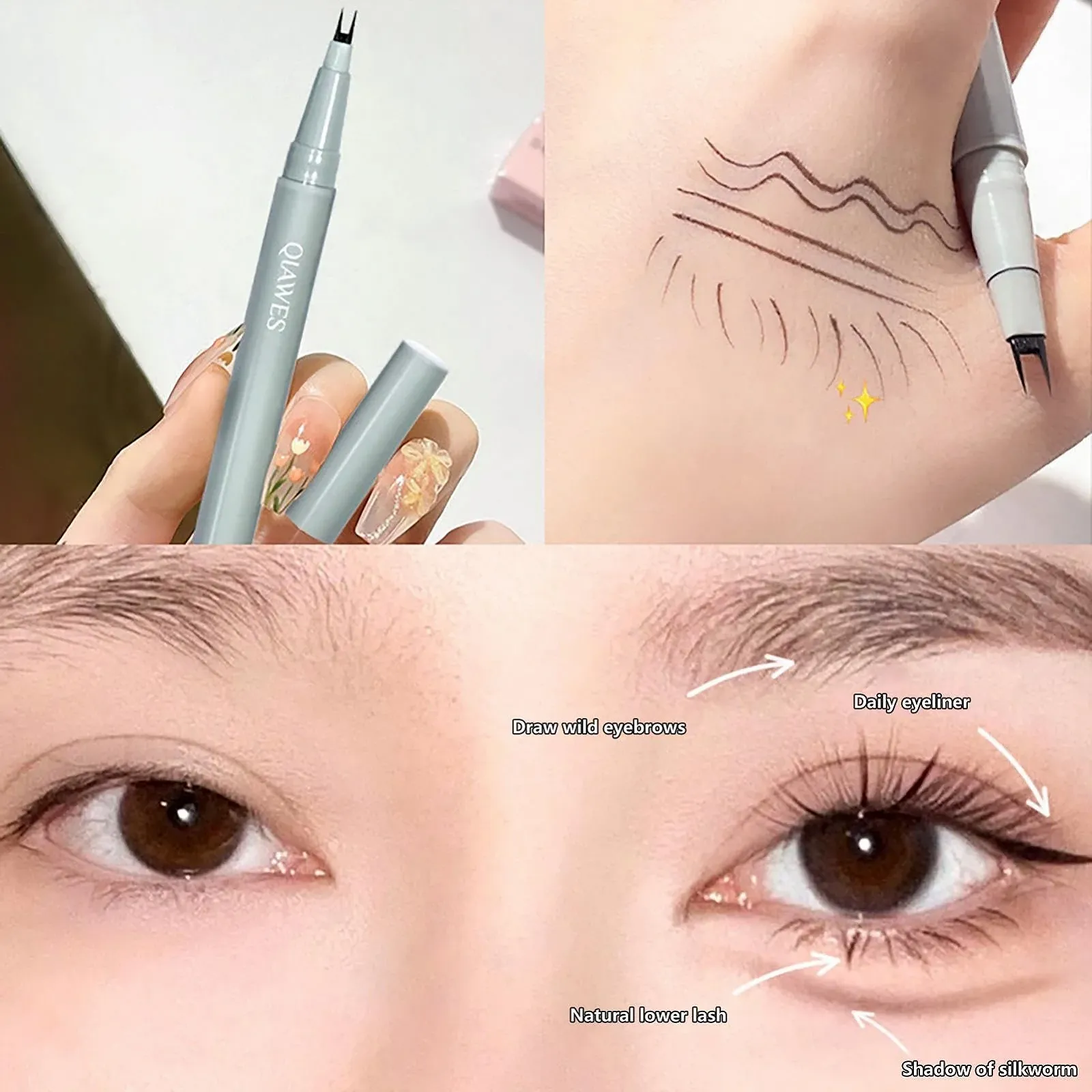 Підводка для нижніх вій з подвійним кінчиком, водостійка рідка, фото №7 Підводка для нижніх вій з подвійним кінчиком, водостійка рідка, фото №7