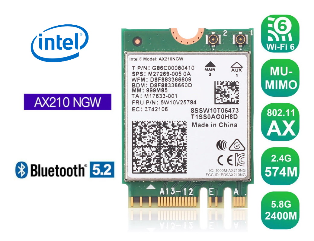 Мережевий адаптер Intel AX210 WiFi модуль 2.4/5GHz Wi-Fi 6, фото №1